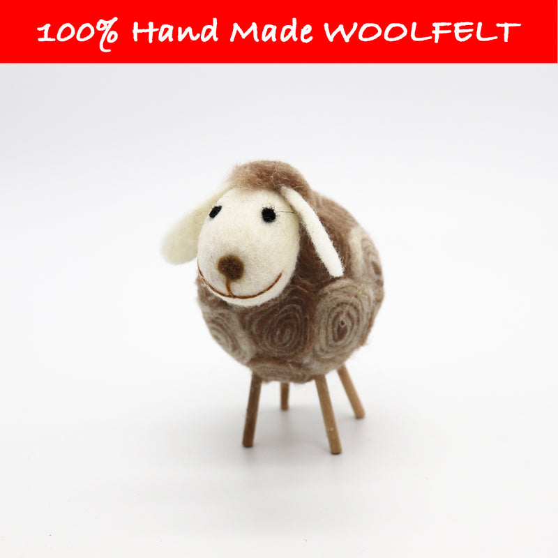 Wool Felt Circled Sheep Small Coffee - Lillianna Gifts Australia