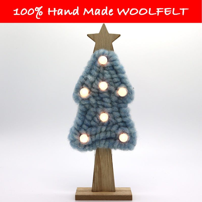 Wool Felt Tree with Large Lighting Bulb Blue - Lillianna Gifts Australia