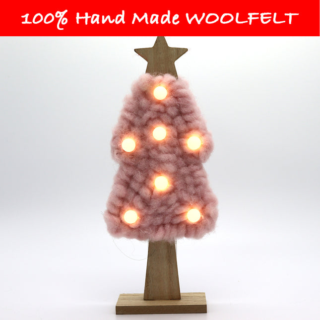 Wool Felt Tree with Large Lighting Bulb Pink - Lillianna Gifts Australia