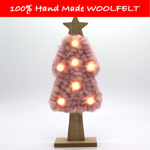 Wool Felt Tree with Large Lighting Bulb Pink - Lillianna Gifts Australia