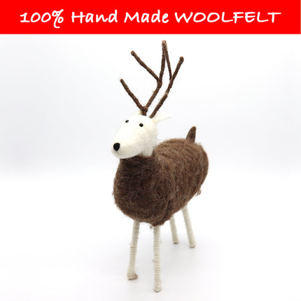 Wool Felt Deer Coffee Large - Lillianna Gifts Australia