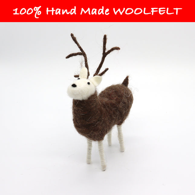 Wool Felt Deer Coffee Small - Lillianna Gifts Australia
