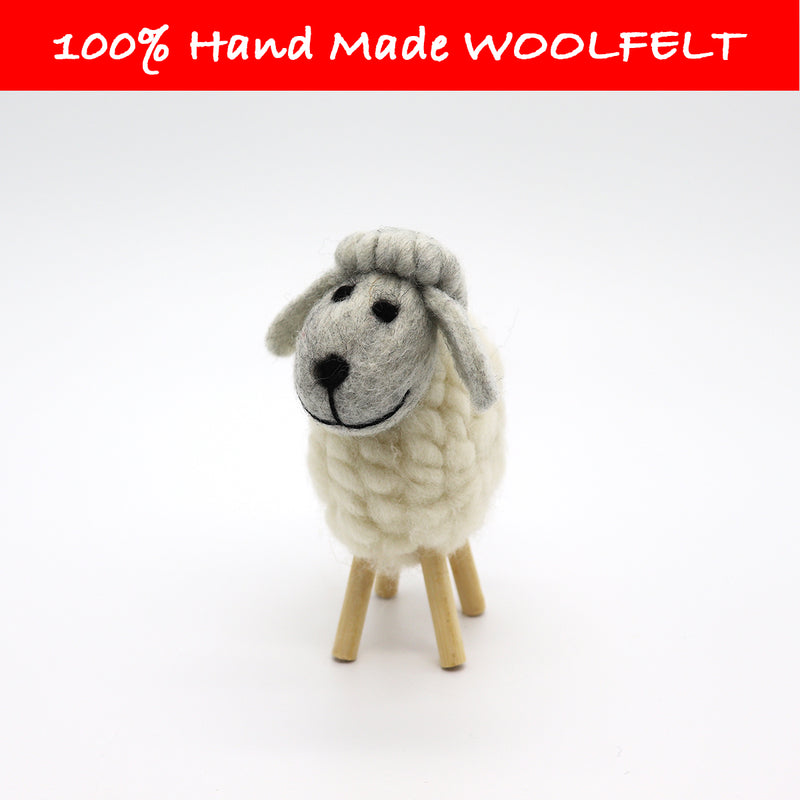 Wool Felt Flat Sheep Small White - Lillianna Gifts Australia