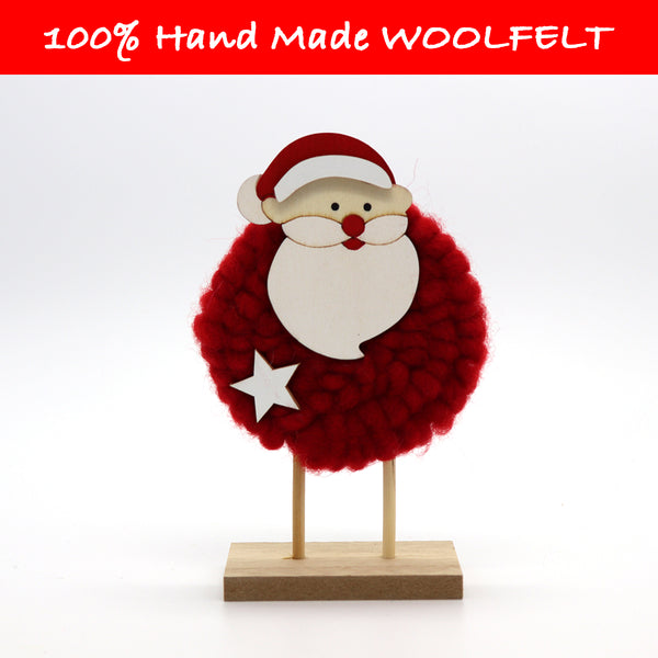 Wool Felt Santa on Woodchip - Lillianna Gifts Australia