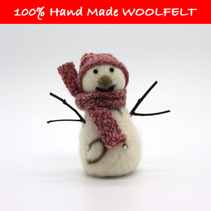Wool Felt Pink Snowman - Lillianna Gifts Australia