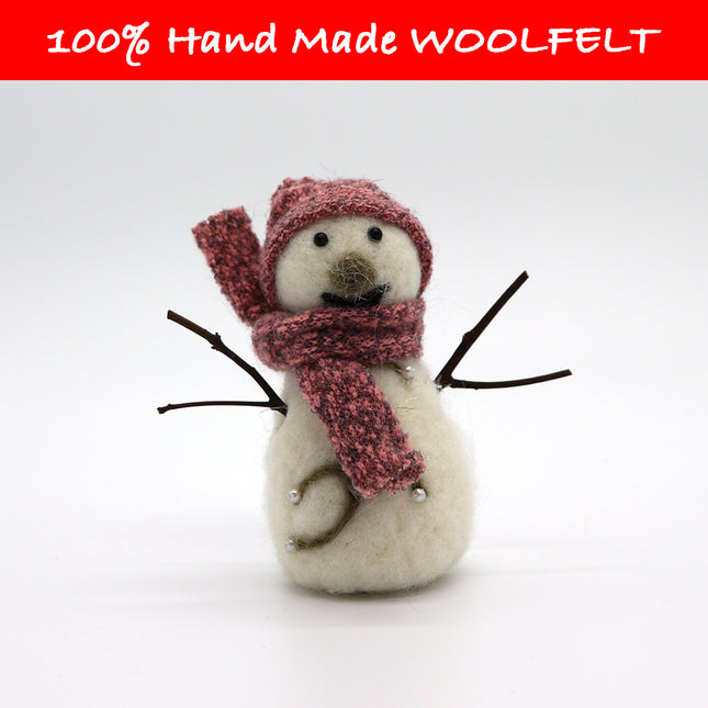 Wool Felt Pink Snowman - Lillianna Gifts Australia