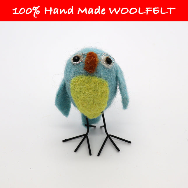 Wool Felt Blue and Yellow Owl Blue - Lillianna Gifts Australia