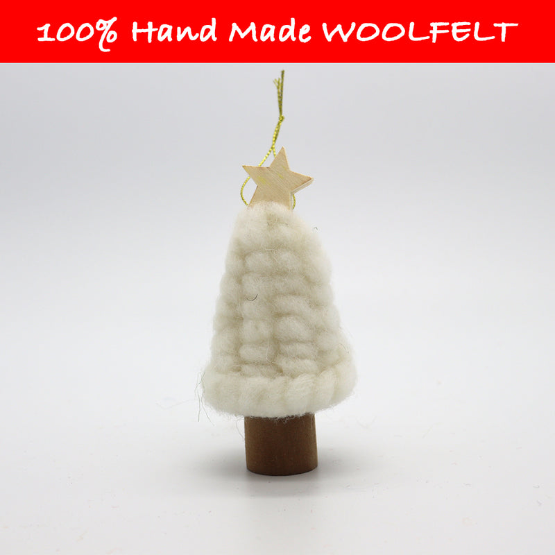 Wool Felt Mini Christmas Tree White - Lillianna Gifts Australia