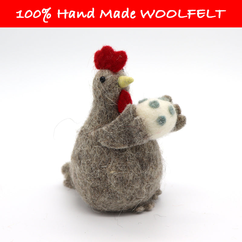 Wool Felt Funny Chicken with Egg Large - Lillianna Gifts Australia