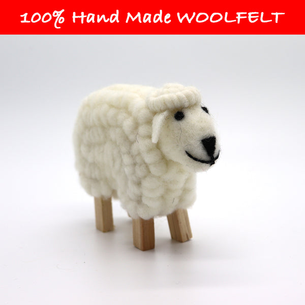 Wool Felt White Flat Sheep - Lillianna Gifts Australia
