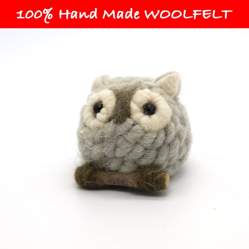 Wool Felt Cute Owl Grey - Lillianna Gifts Australia