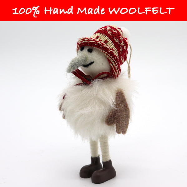 Wool Felt Long Hair Snowman - Lillianna Gifts Australia