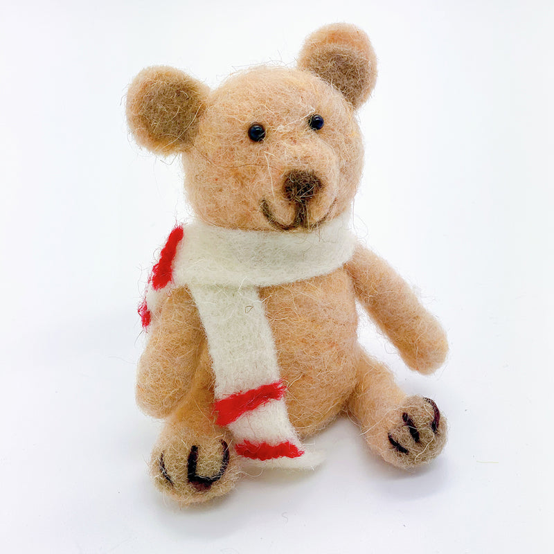 Wool Felt Happy Bear Brown - Lillianna Gifts Australia