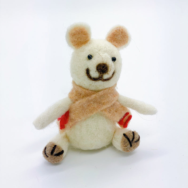 Wool Felt Happy Bear White - Lillianna Gifts Australia
