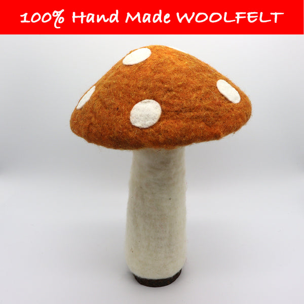 Wool Felt Orange Mushroom Extra Large - Lillianna Gifts Australia