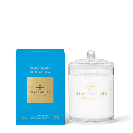 Glasshouse Candle Bora Bora Bungalow Cilantro Orange Zest - Lillianna Gifts Australia