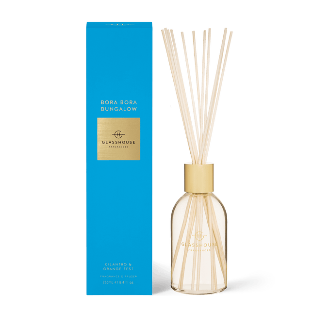 Glasshouse Diffuser Bora Bora Bungalow Cilantro Orange Zest - Lillianna Gifts Australia
