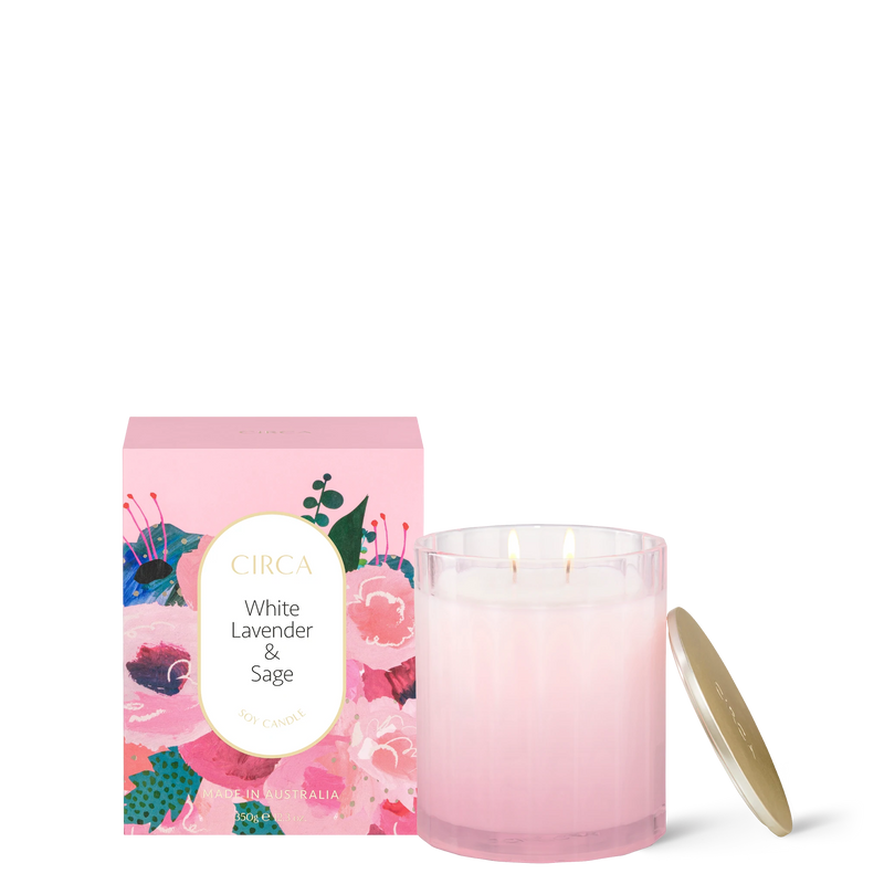 Circa Home WHITE LAVENDER & SAGE Soy Candle 350g - Lillianna Gifts Australia