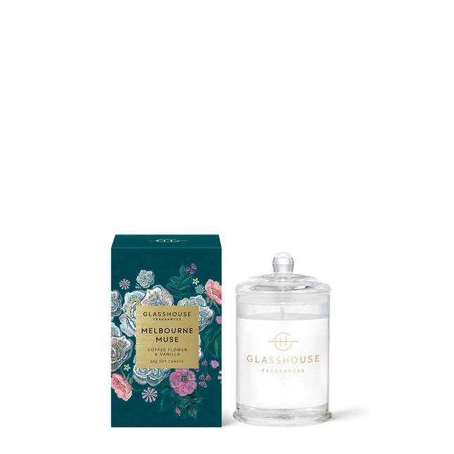 Glasshouse MELBOURNE MUSE COFFEE FLOWER & VANILLA 60g Triple Scented Soy Candle - Lillianna Gifts Australia