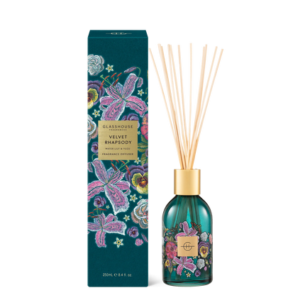 Glasshouse VELVET RHAPSODY WATER LILY & YUZU 250mL Fragrance Diffuser - Lillianna Gifts Australia