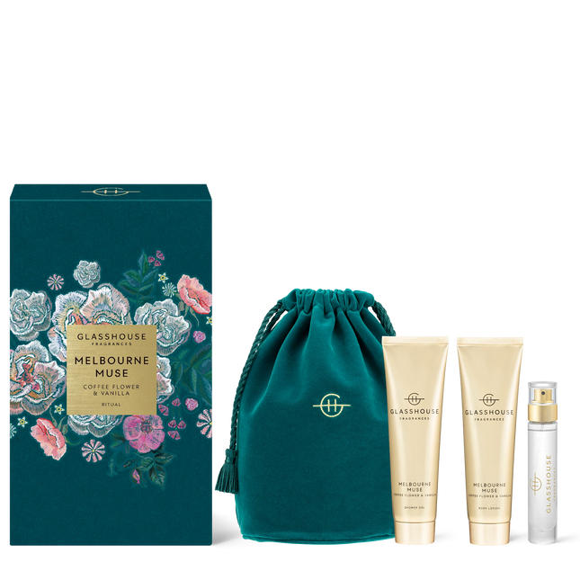Glasshouse MELBOURNE MUSE COFFEE FLOWER & VANILLA Body Care Set - Lillianna Gifts Australia