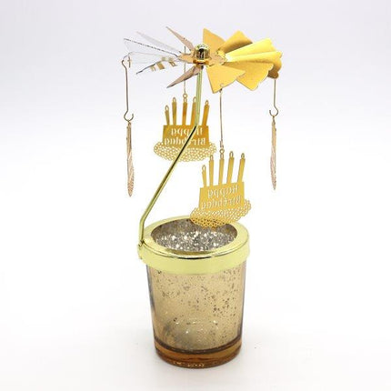 Candle Spinner Happy Birthday Gold/Silver - Lillianna Gifts Australia
