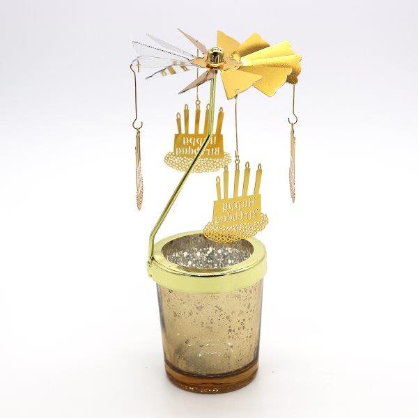 Candle Spinner Happy Birthday Gold/Silver - Lillianna Gifts Australia