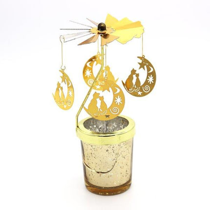 Candle Spinner Moon Cat Gold/Silver - Lillianna Gifts Australia