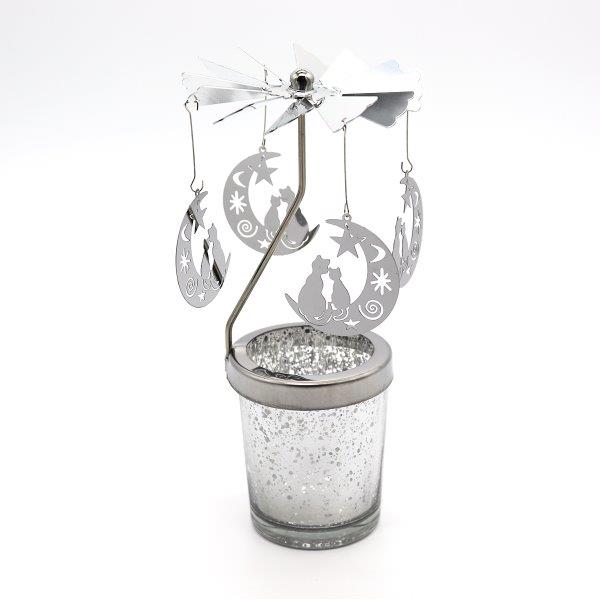 Candle Spinner Moon Cat Gold/Silver - Lillianna Gifts Australia