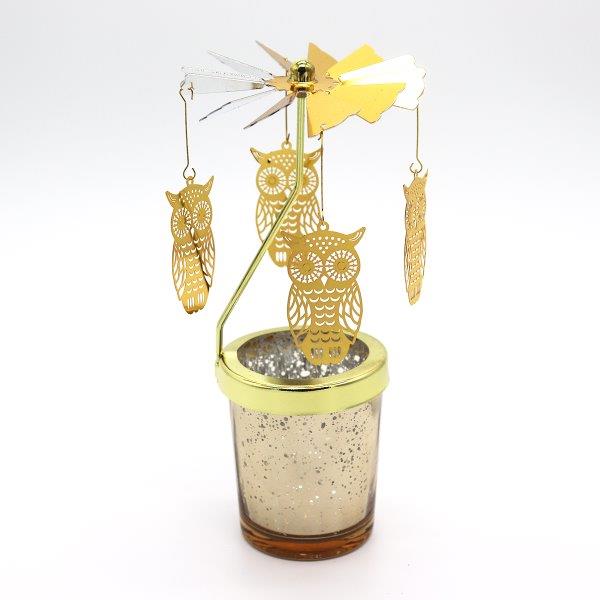 Candle Spinner Mysterious Owl Gold/Silver - Lillianna Gifts Australia