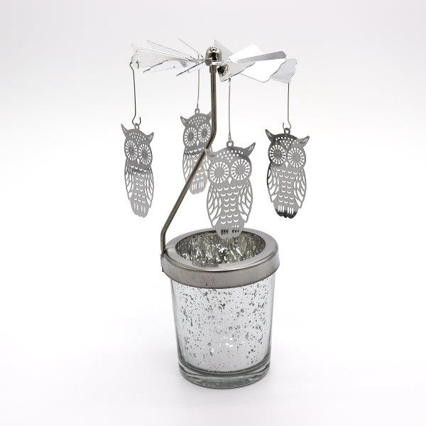 Candle Spinner Mysterious Owl Gold/Silver - Lillianna Gifts Australia