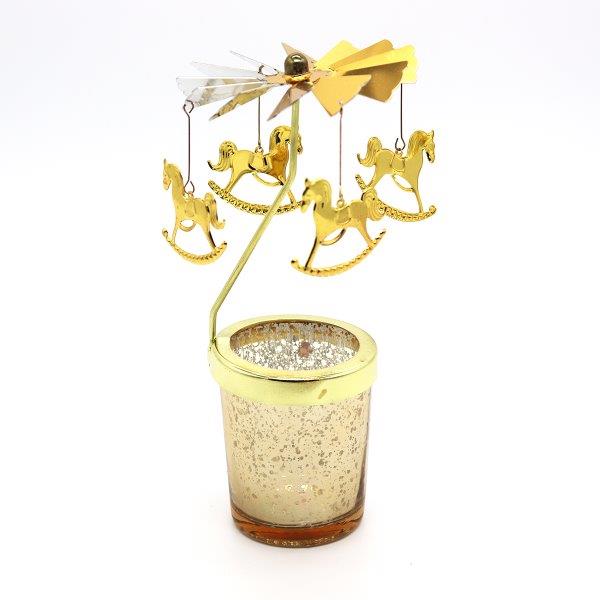 Candle Spinner Rocking Horse Gold/Silver - Lillianna Gifts Australia
