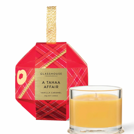 Glasshouse Fragrances Christmas - A Tahaa Affair Bauble Candle 30g - Lillianna Gifts Australia