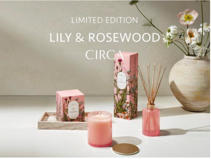 LILY & ROSEWOOD SOY CANDLE 350G - Circa Home Mother's day collection 2023 - Lillianna Gifts Australia