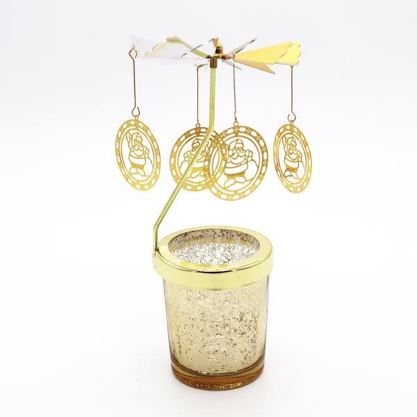 Candle Spinner Christmas Santa Gold/Silver - Lillianna Gifts Australia