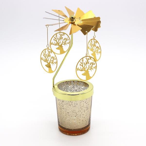 Candle Spinner Circle Deer Gold/Silver - Lillianna Gifts Australia