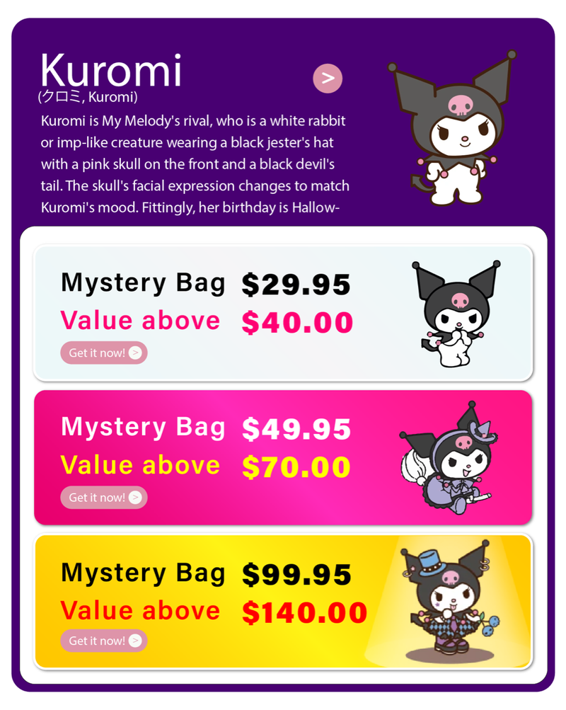Kuromi Mystery Mystery Gift Box - Lillianna Gifts Australia