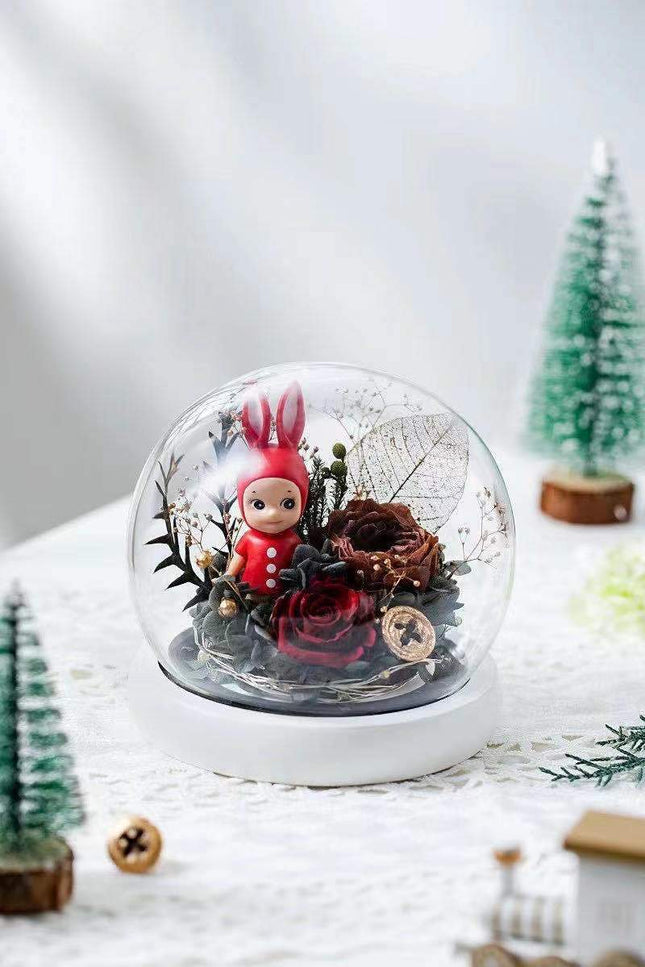 Glass Cover Red Rose and Figure - Lillianna Gifts Australia
