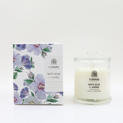 White Rose and Jasmine Candle Fumare 380g - Lillianna Gifts Australia