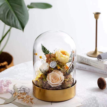 Glass Cover Yellow Rose and Peony - Lillianna Gifts Australia
