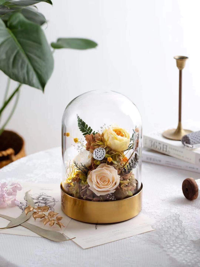 Glass Cover Yellow Rose and Peony - Lillianna Gifts Australia